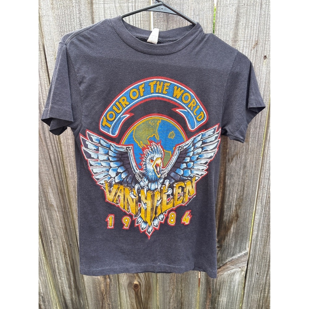 VTG 1984 Van Halen World Tour Concert TShirt Made in USA Ched Anvil 80's Rock| M